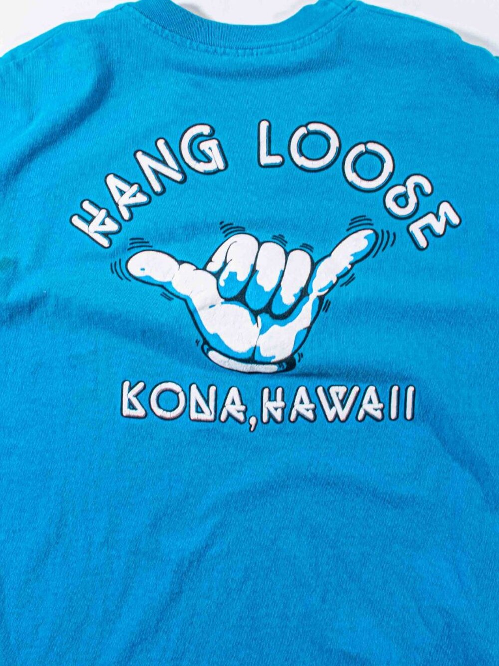 Vintage Kona Hawaii T-Shirt L Sun Faded Shaka Hand Hang Loose Hanes Heavyweight